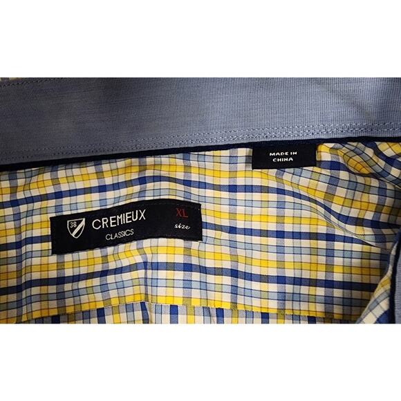 Cremieux Classics Long Sleeve Plaid Yellow/ Blue Button Down Dress Shirt XL - Picture 7 of 9